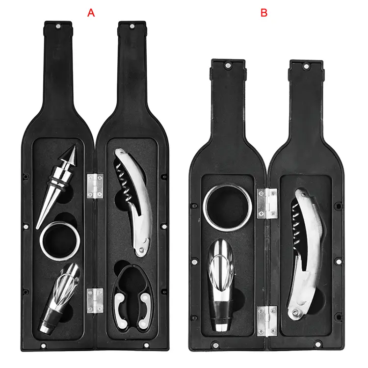 Set de vino de caja de plástico de forma de botella