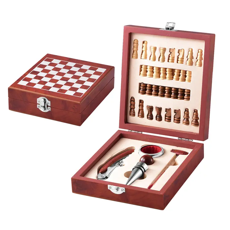Juego de vinos de madera de ajedrez