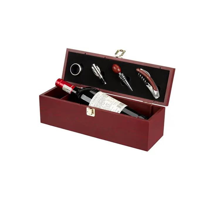 Juego de vino de madera rojizo
