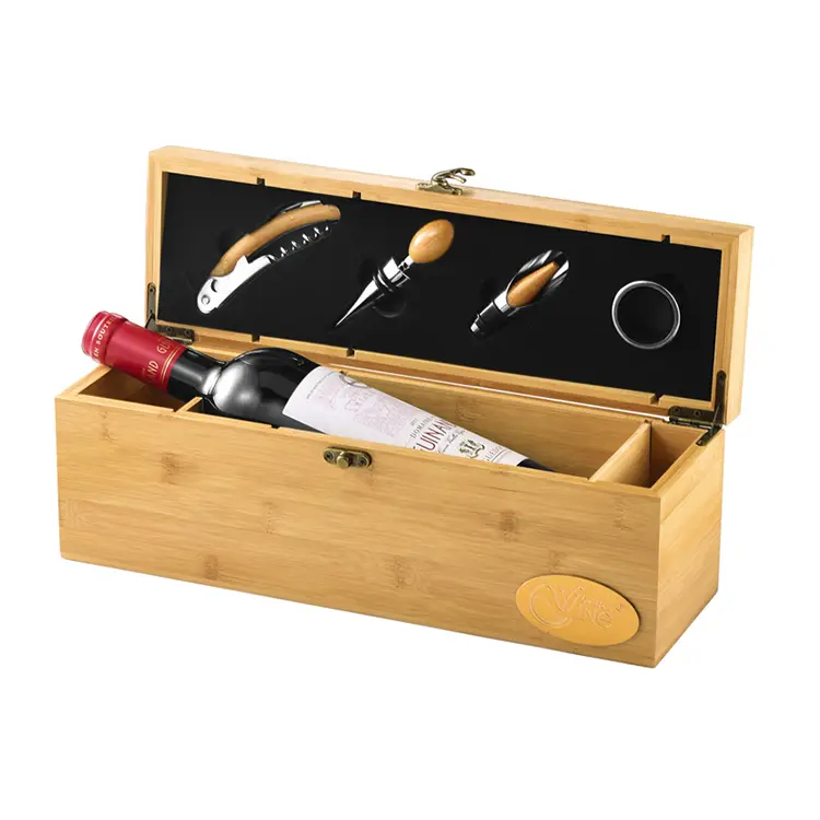 Juego de vinos de bambú de una sola botella
