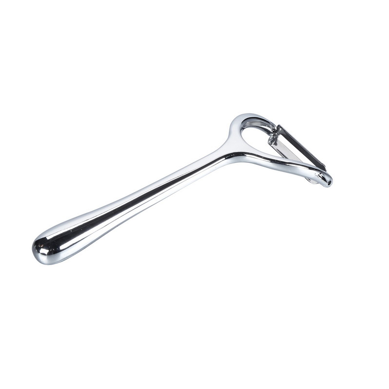 Pelador de frutas y verduras con hoja de acero inoxidable, pelador de lazo grande de aleación de Zinc